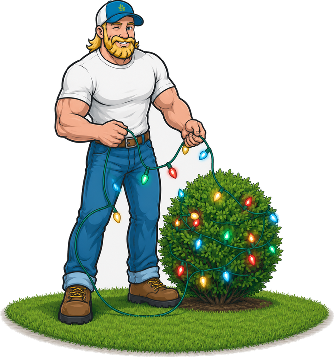 Billy hanging Christmas lights