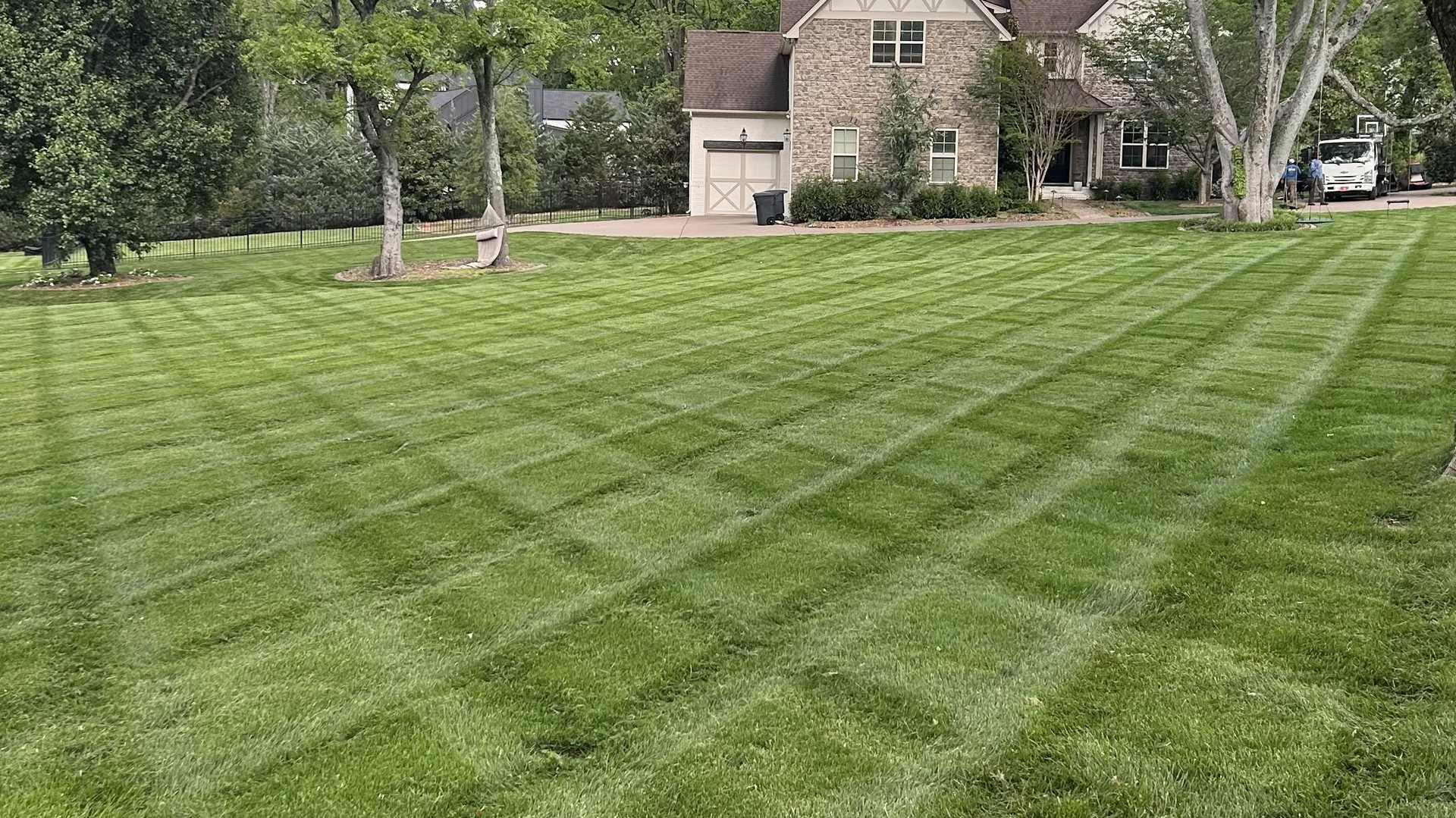 Freshly striped Nashville lawn