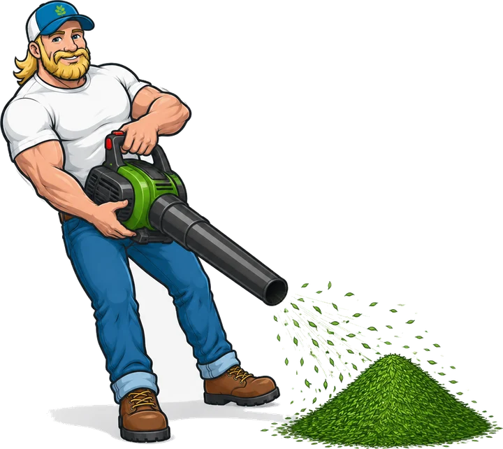 Billy blowing leaves