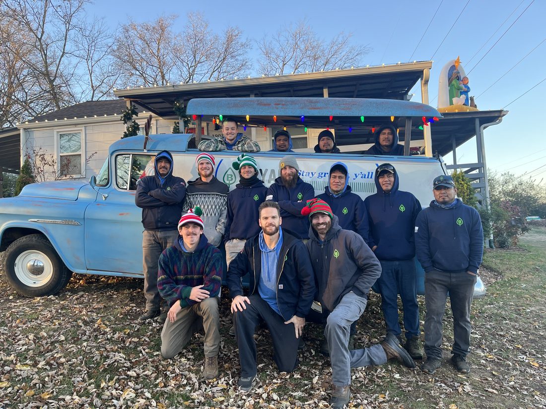 Bryan Lawn Care holiday lighting crew