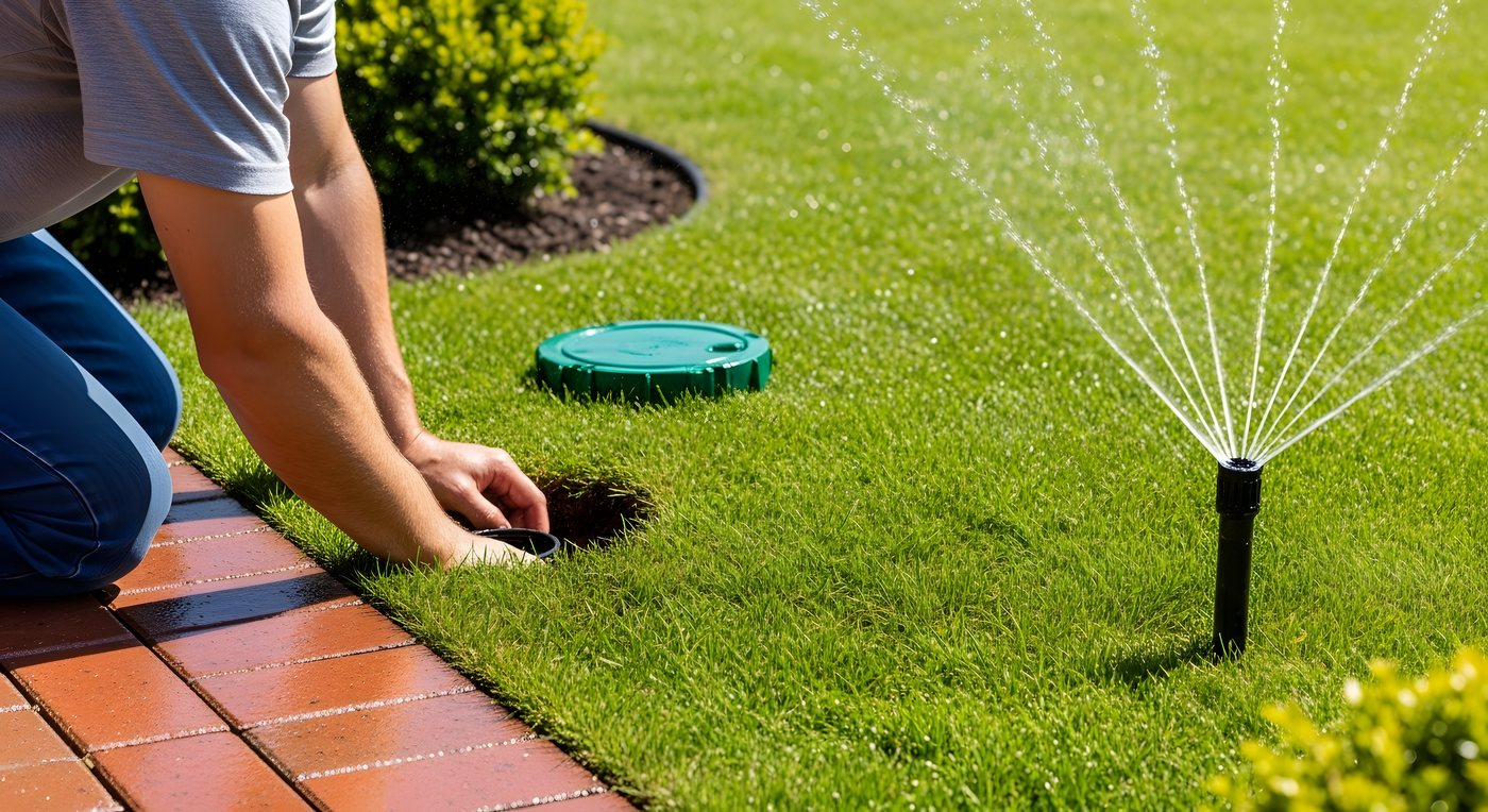 Installing an irrigation sprinkler head in Nashville, TN