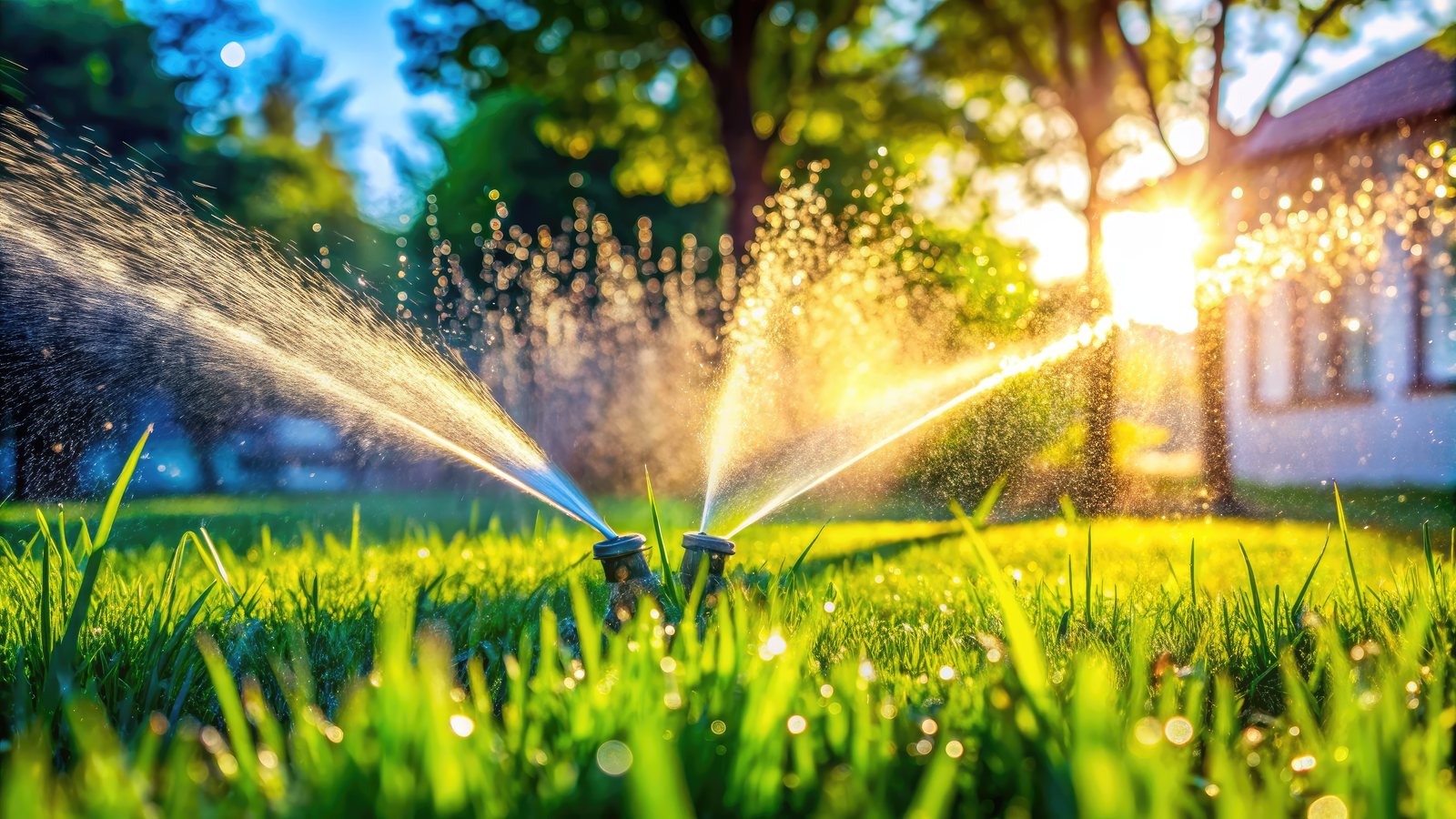 Irrigation system watering a Nashville lawn