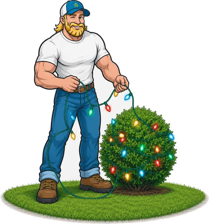 Billy hanging Christmas lights